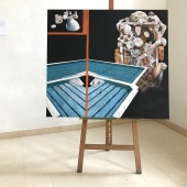 The new reef, 2021, olio su tela, 90x100 cm. Palazzo a Prato, installation view
